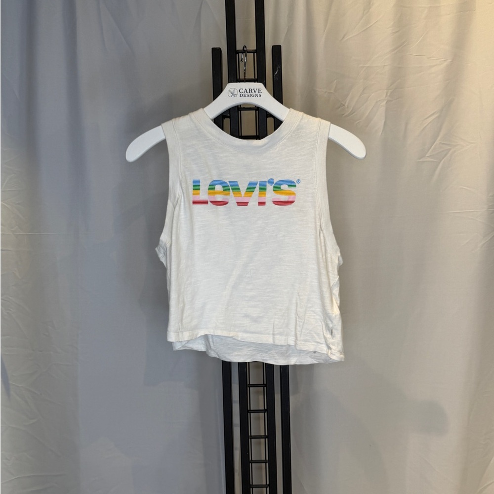 Levi's White Tank Top with Rainbow Logo
